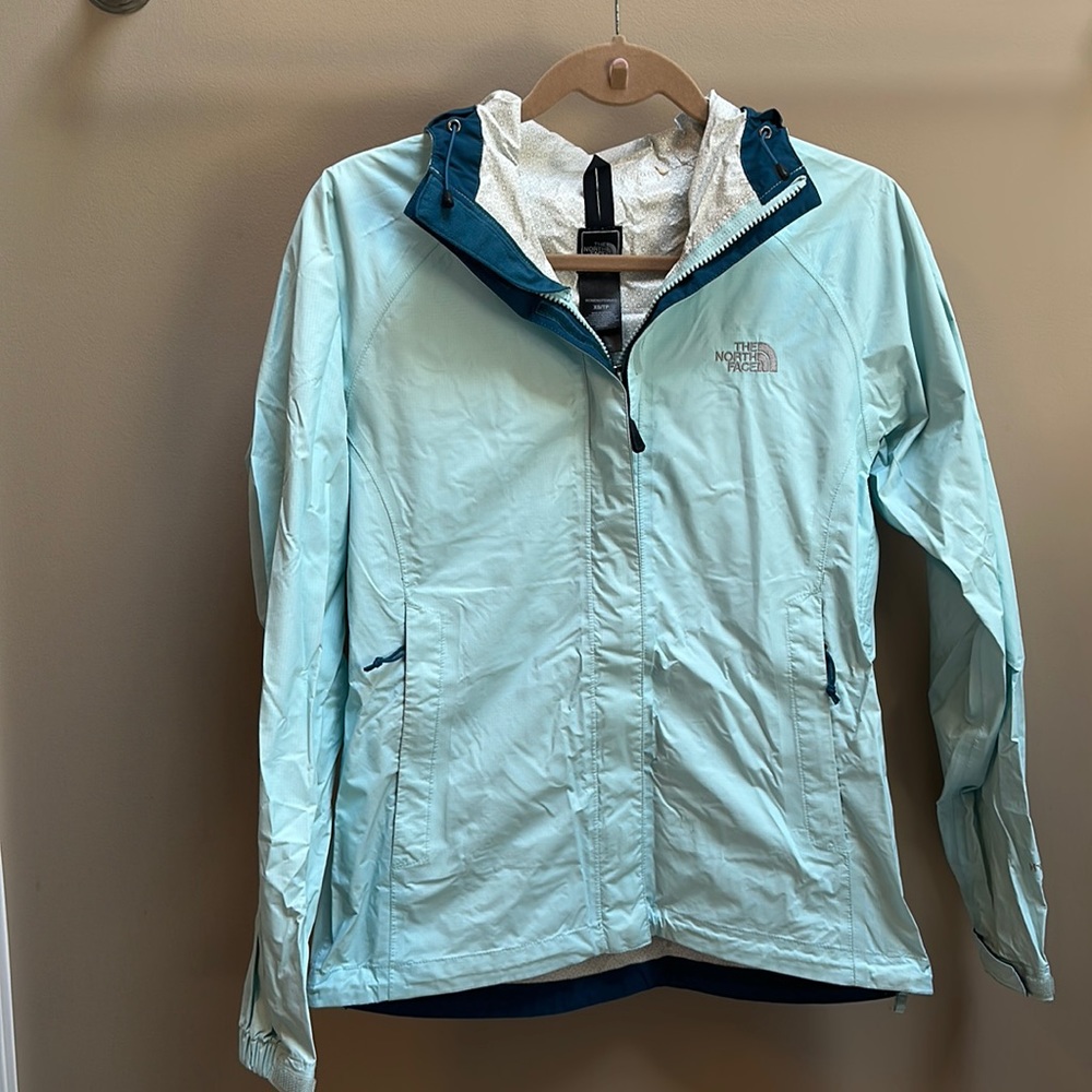 North Face Teal Light Rain Jacket with Hood
